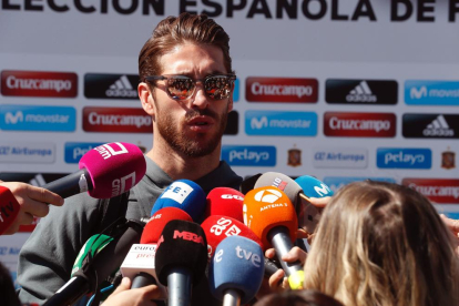 Sergio Ramos, ayer en la concentración de la Selección.