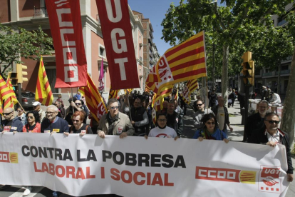 Imagen de la última manifestación con motivo del 1 de Mayo en la ciudad de Lleida.