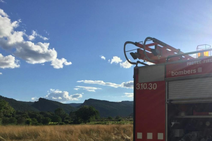 Los bomberos de Coll de Nargó en el accidente del viernes. 