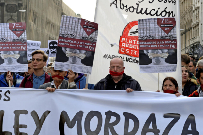 Foto de archivo de protestas contra la “ley mordaza”.