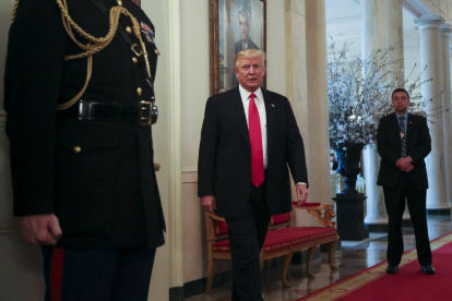 El president dels EUA, Donald Trump, a la sala Roosevelt de la Casa Blanca.