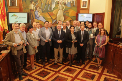 Foto de grupo de los premiados ayer en la Diputación momentos depués de la entrega de galardones.
