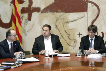 Jordi Turull, Oriol Junqueras y Carles Puigdemont
