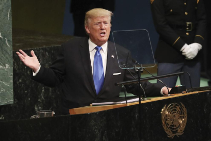 El presidente de EEUU, Donald Trump, en durante su discurso en la Asamblea General de la ONU, ayer.
