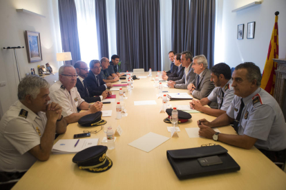 Reunió ahir entre Mossos, conselleria d’Interior, Guàrdia Civil i Policia Nacional.