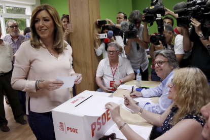 Pedro Sánchez, ahir, després de guanyar i tornar a recuperar la secretaria general del PSOE.