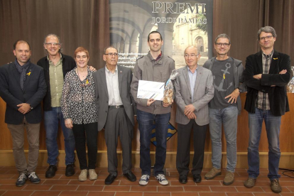 Acte d’entrega del novè premi Jordi Pàmias de poesia, ahir a l’ajuntament de Guissona.