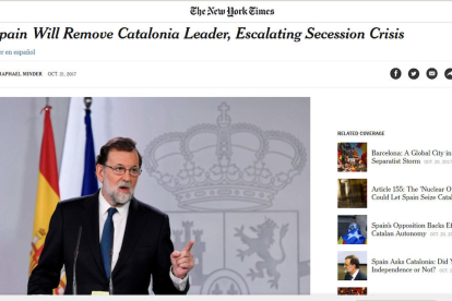 Sorpresa en los digitales  -  Medios internacionales digitales destacaron, como en La Stampa, que “el desafío de Rajoy a los independentistas no podía ser más áspero”.