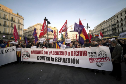 La protesta de ayer en Madrid contra la aplicación del artículo 155 en Catalunya.
