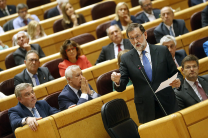 El presidente del Gobierno, Mariano Rajoy, ayer en el Senado.