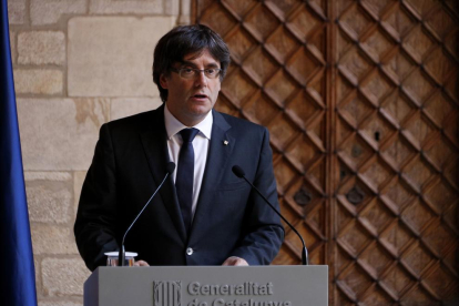 El presidente de la Generalitat, durante su intervención institucional de ayer.