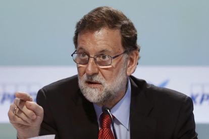 Un moment del discurs de Mariano Rajoy ahir a Sitges.