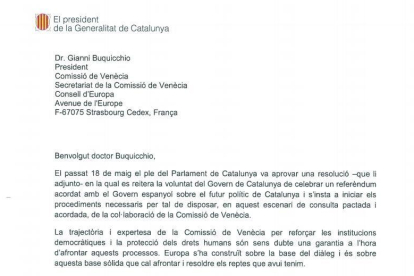 Detalle de la carta a la Comisión de Venecia sobre el referéndum