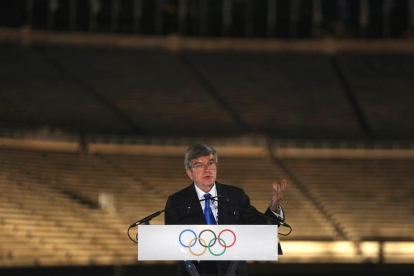 Athens (Greece), 29/03/2021.- International Olympic Committee (IOC) president Thomas Bach of Germany