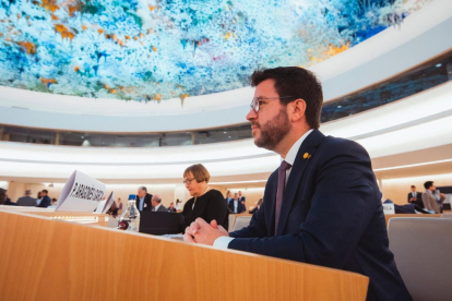El president Pere Aragonès ayer durante la cumbre de la ONU.