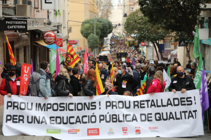 Una de les manifestacions de docents de Lleida del març passat.