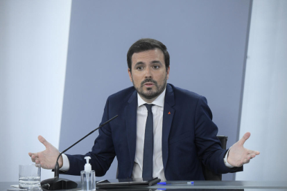 El ministre de Consum, Alberto Garzón, ahir en roda de premsa després del Consell de Ministres.