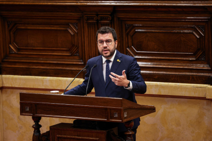 El president de la Generalitat, Pere Aragonès, al debat de política general al Parlament.