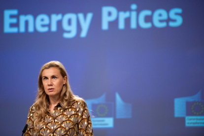 L'eurocomissària d'Energia, Kadri Simson, durant una roda de premsa.