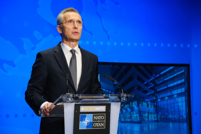 El secretari general de l'OTAN, Jens Stoltenberg, en una roda de premsa