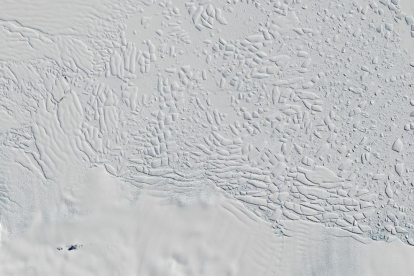 El Glaciar Thwaites vist des de l'òrbita pel satèl·lit Cryosat.