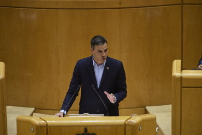 El president del Govern espanyol, Pedro Sánchez, intervé durant el debat monogràfic sobre la crisi energètica i el context econòmic al Senat.