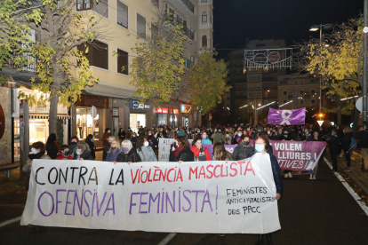 Imatge d’una protesta contra la violència masclista a Lleida.
