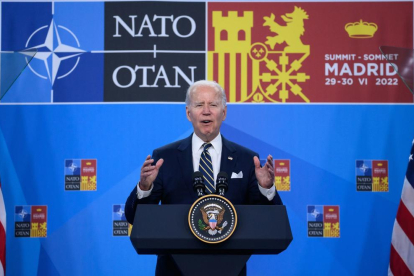 Biden, durante su última intervención en la cumbre de la OTAN en Madrid.