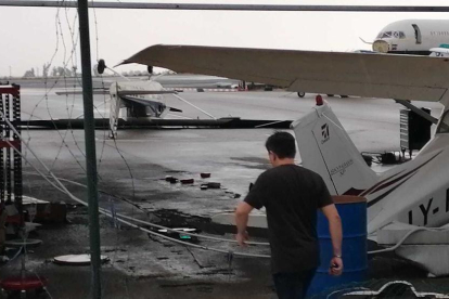 Daños causados por la tormenta en el aeropuerto de Alguaire