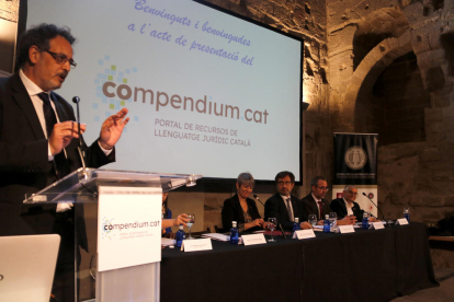 Moment de la presentació de Compendiu.cat, el portal per fomentar l'ús del català en l'àmbit de la justícia