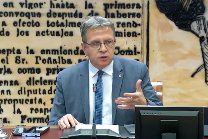 El president de la Diputació de Lleida, Joan Talarn, en la compareixença davant la Comissió de Despoblament i Repte Demogràfic del Senat.