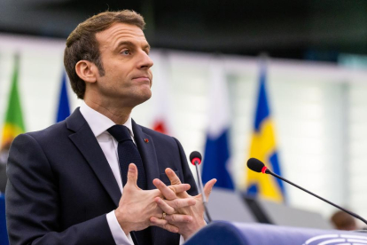 Macron ayer durante su discurso ante el Parlamento Europeo.