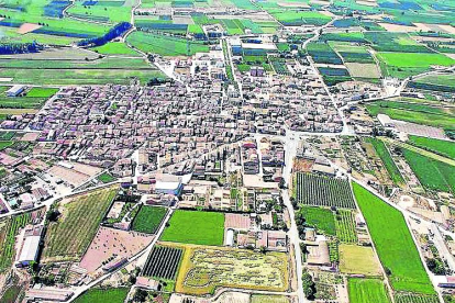 Vista aérea de archivo del municipio de Bellvís. 