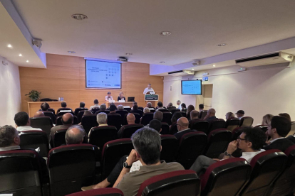 Momento de la presentación de la memoria económica de Lleida 2021 en la Cámara de Comercio. 