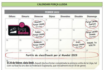 Calendario del Força Lleida