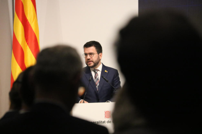 El president del Govern, Pere Aragonès, a l'acte amb empreses d'aquest dijous al Palau de la Generalitat