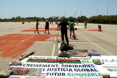Acció reivindicativa d'Ecologistes en Acció per denunciar els delictes ambientals d'AENA al delta del Llobregat