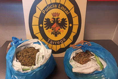 Las bolsas con la marihuana halladas en el vehículo del detenido. 