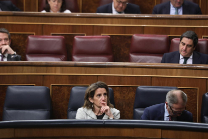 La ministra para la Transición Energética, Teresa Ribera, en el Congreso.