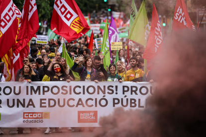 La manifestació de docents d’ahir a Barcelona.