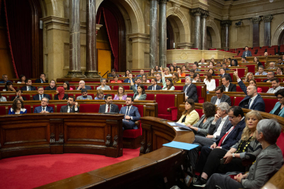 El pleno del Parlament de ayer, que giró en torno a la proposición de ley en defensa del catalán.