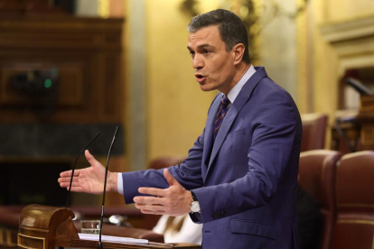 El president del Govern espanyol, Pedro Sánchez, intervé en una sessió plenària, al Congrés dels Diputats.
