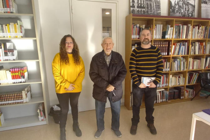 Dami García, Josep Vallverdú i Xavi Torres, el dia en què van gravar els poemes a Balaguer.