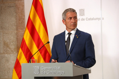 El conseller Josep González-Cambray, durant la roda de premsa posterior al Consell Executiu.