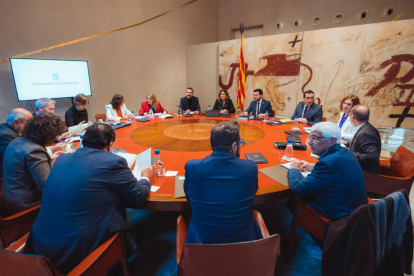 La reunió del Consell Executiu encapçalada pel president Pere Aragonès.