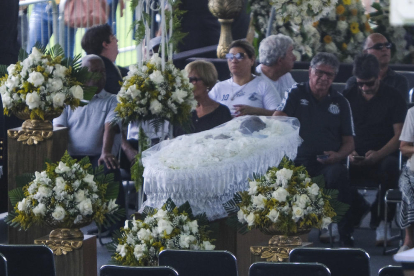 El césped del estadio Vila Belmiro, del Santos, acoge la capilla ardiente de Pelé, ante la que empezó el desfile de miles de aficionados.