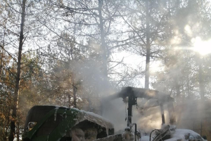 Imatge del tractor després de l’incendi.