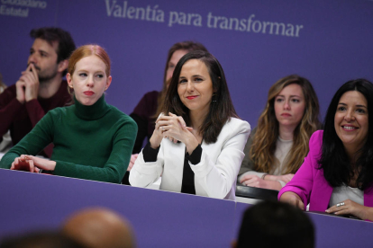 Belarra ayer en el Consejo Ciudadano Estatal de Podemos junto a Lilith Verstrynge e Idoia Villanueva.