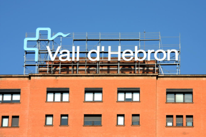El rètol de l'Hospital la Vall d'Hebron de Barcelona.