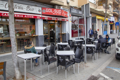 La terrassa d'un bar, ahir a la ciutat de Lleida.